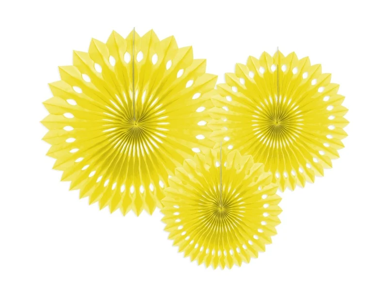 Gele Papieren Waaiers 20cm 3st