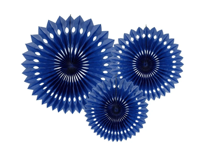 Donkerblauwe Papieren Waaiers 20cm 3st