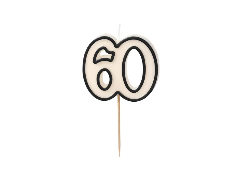 60 Jaar Kaars Zwart Wit 5,5cm