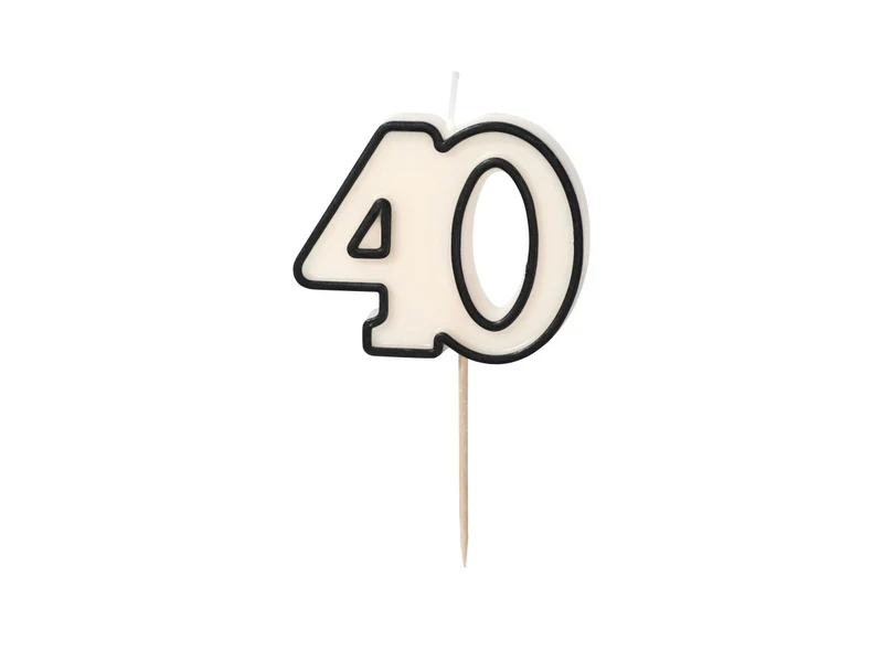 40 Jaar Kaars Zwart Wit 5,5cm