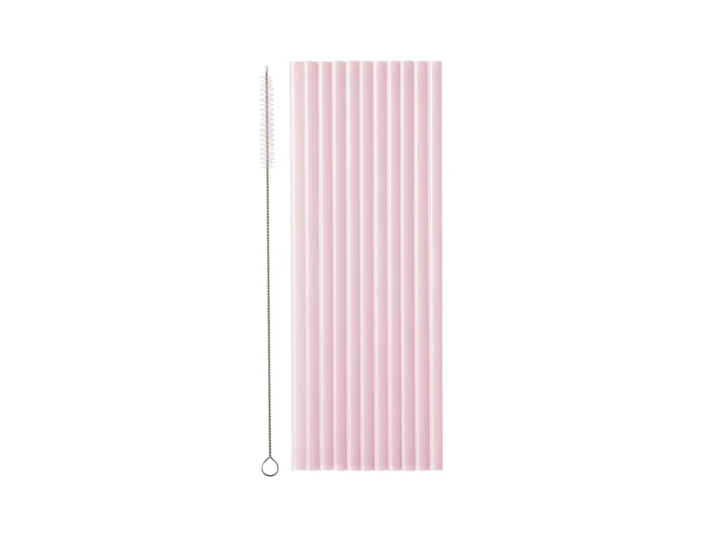 Roze Rietjes Plastic 23cm 12st