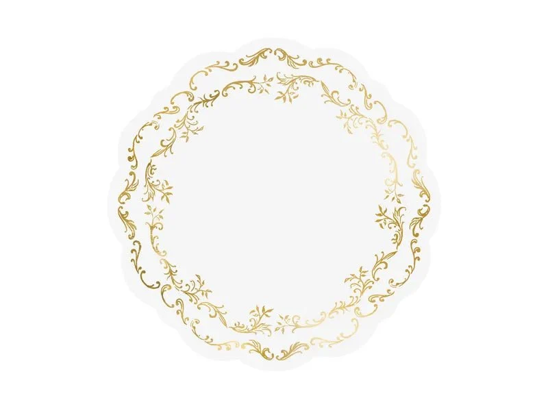 Goud Witte Placemats 35,5cm 6st