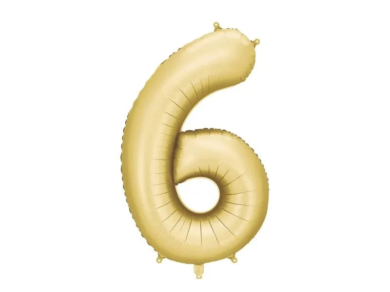 6 Jaar Cijfer Ballon Goud Satijn Folie Leeg 86cm