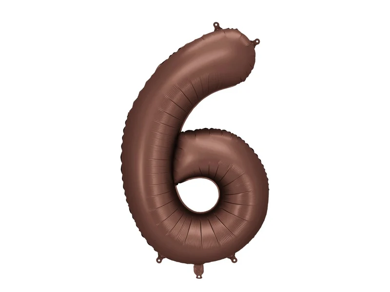 6 Jaar Cijfer Ballon Bruin Leeg 86cm