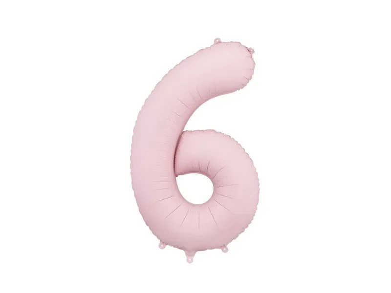 6 Jaar Cijfer Ballon Lichtroze Leeg 86cm