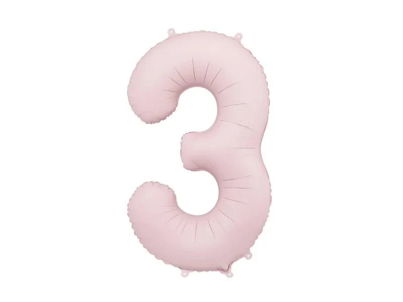 3 Jaar Cijfer Ballon Lichtroze Leeg 86cm