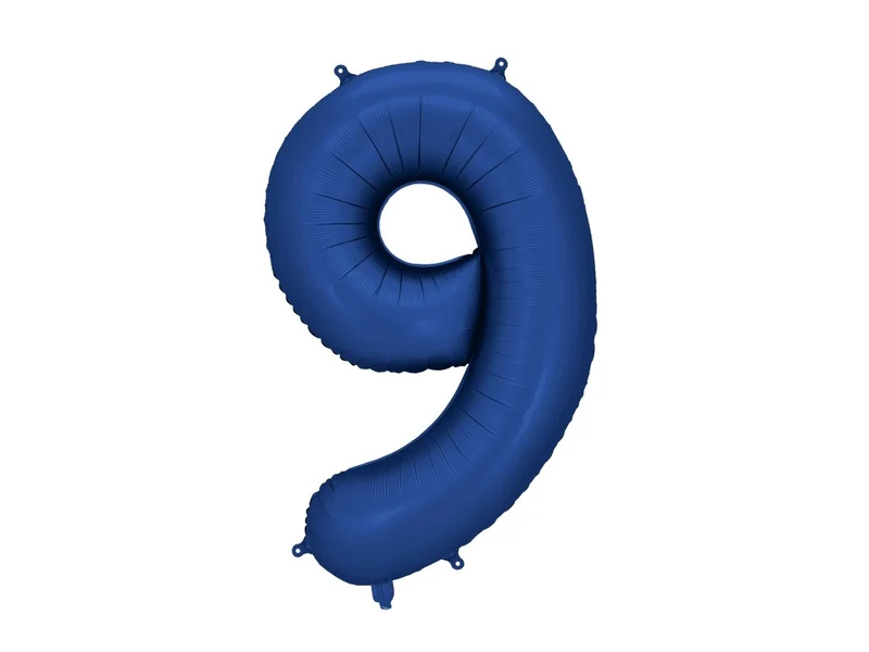 9 Jaar Cijfer Ballon Blauw Satijn Folie Leeg 86cm
