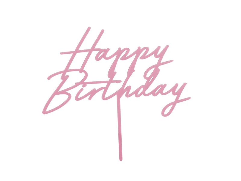 Happy Birthday Taarttopper Roze 16,5cm