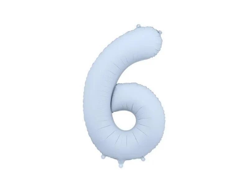 6 Jaar Cijfer Ballon Lichtblauw Mat Leeg 86cm