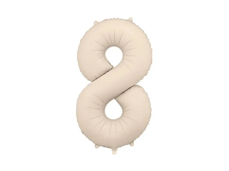8 Jaar Cijfer Ballon Beige Mat Leeg 86cm