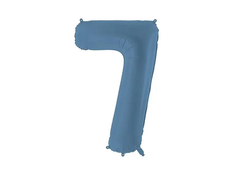 7 Jaar Cijfer Ballon Blauw Mat Leeg 86cm