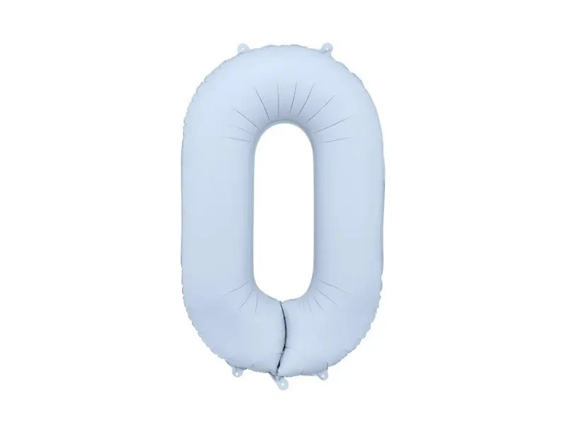 0 Jaar Cijfer Ballon Lichtblauw Mat Leeg 86cm