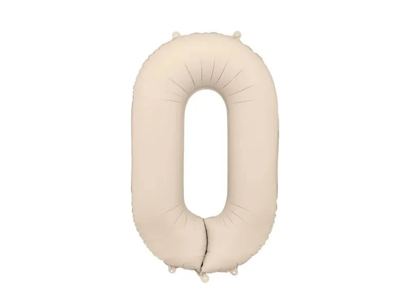 0 Jaar Cijfer Ballon Beige Leeg 86cm