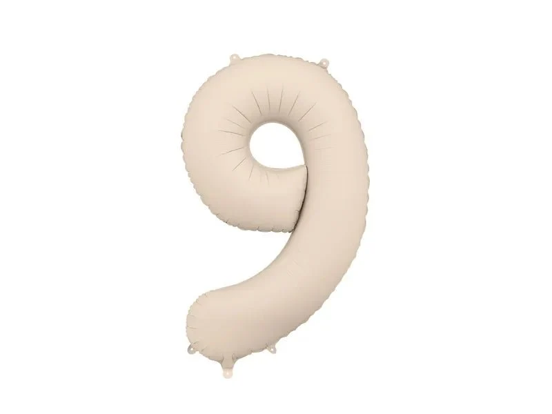 9 Jaar Cijfer Ballon Beige Mat Leeg 86cm