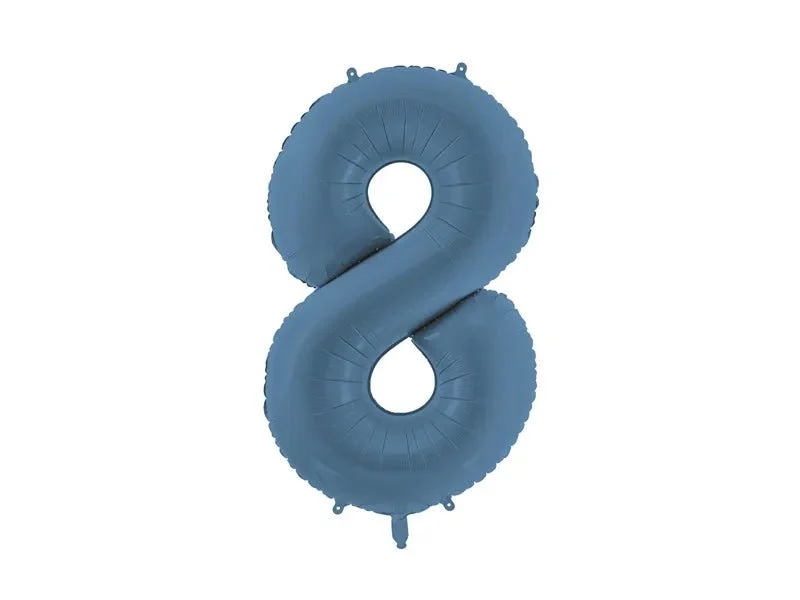 8 Jaar Cijfer Ballon Blauw Mat Leeg 86cm
