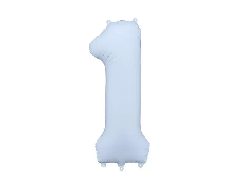 1 Jaar Cijfer Ballon Lichtblauw Mat Leeg 86cm