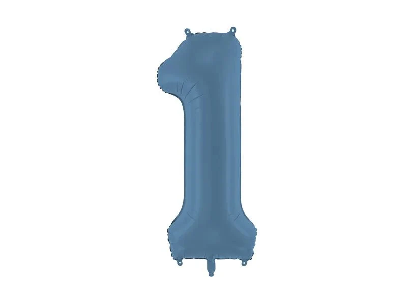 1 Jaar Cijfer Ballon Blauw Mat Leeg 86cm