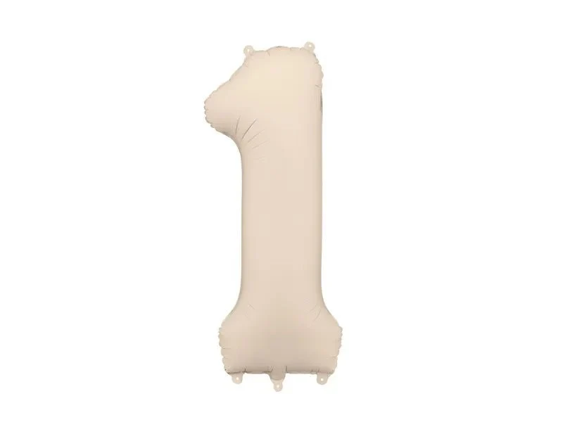 1 Jaar Cijfer Ballon Beige Mat Leeg 86cm