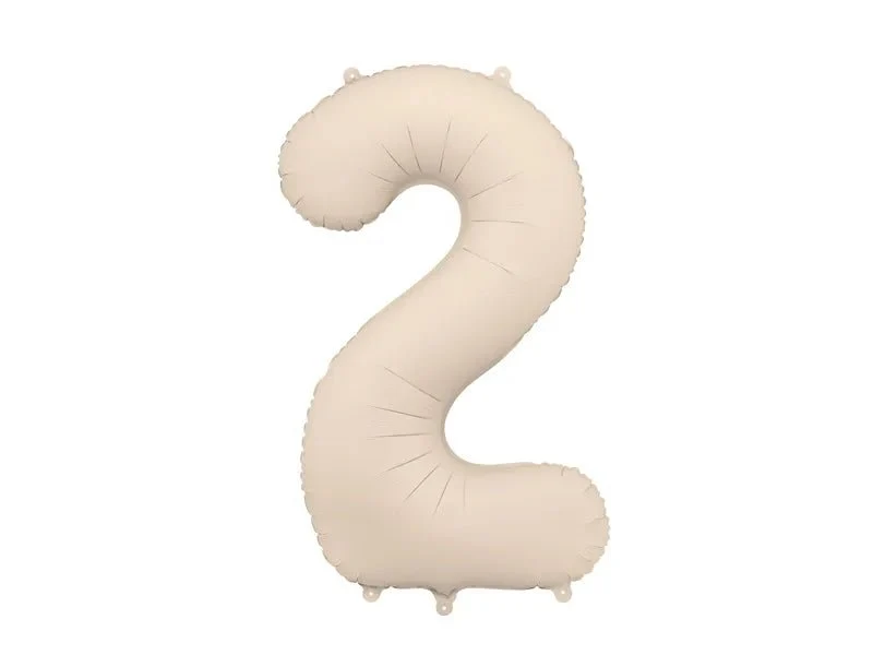 2 Jaar Cijfer Ballon Beige Mat Leeg 86cm