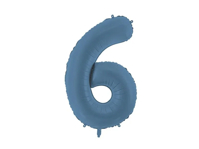6 Jaar Cijfer Ballon Blauw Mat Leeg 86cm