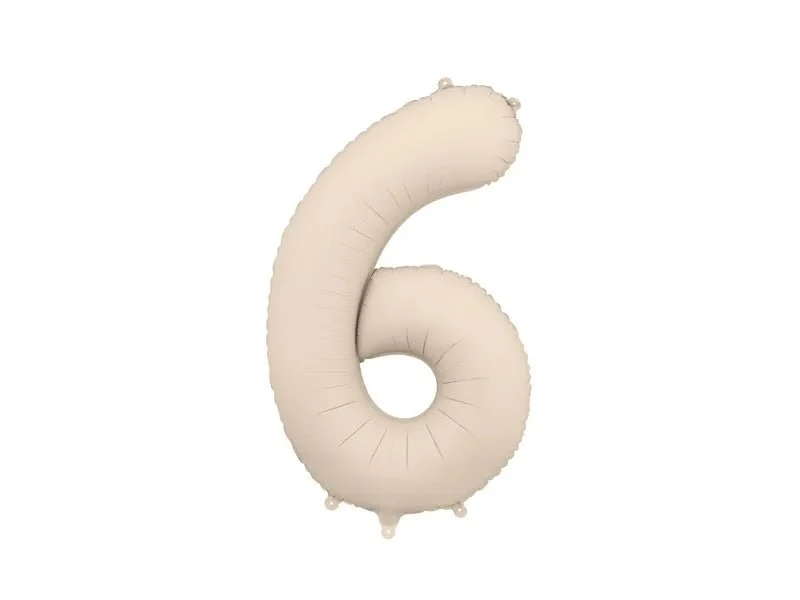 6 Jaar Cijfer Ballon Beige Mat Leeg 86cm
