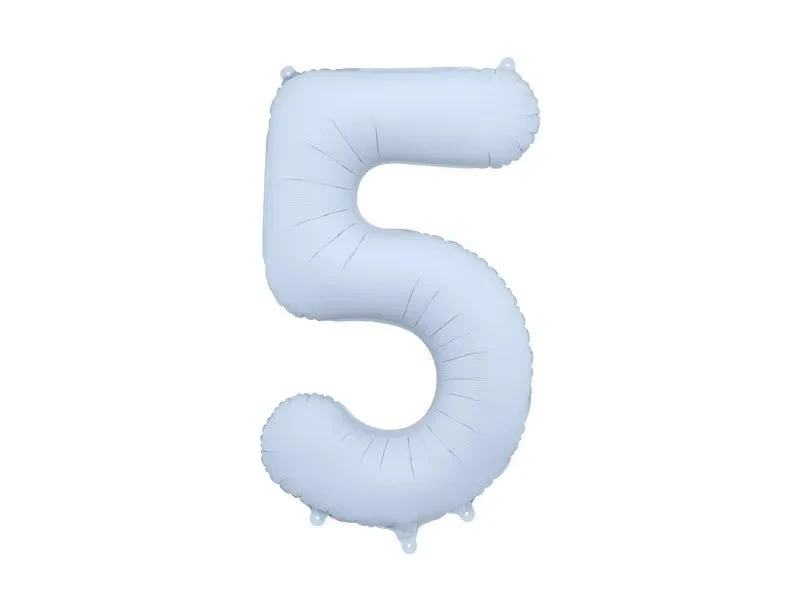 5 Jaar Cijfer Ballon Lichtblauw Mat Leeg 86cm