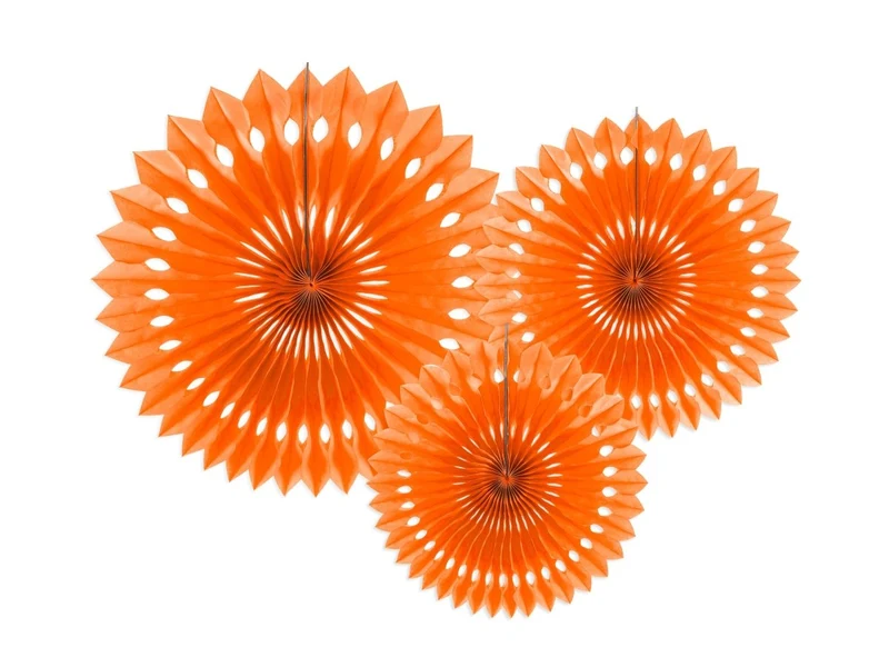 Oranje Papieren Waaiers 25cm 3st