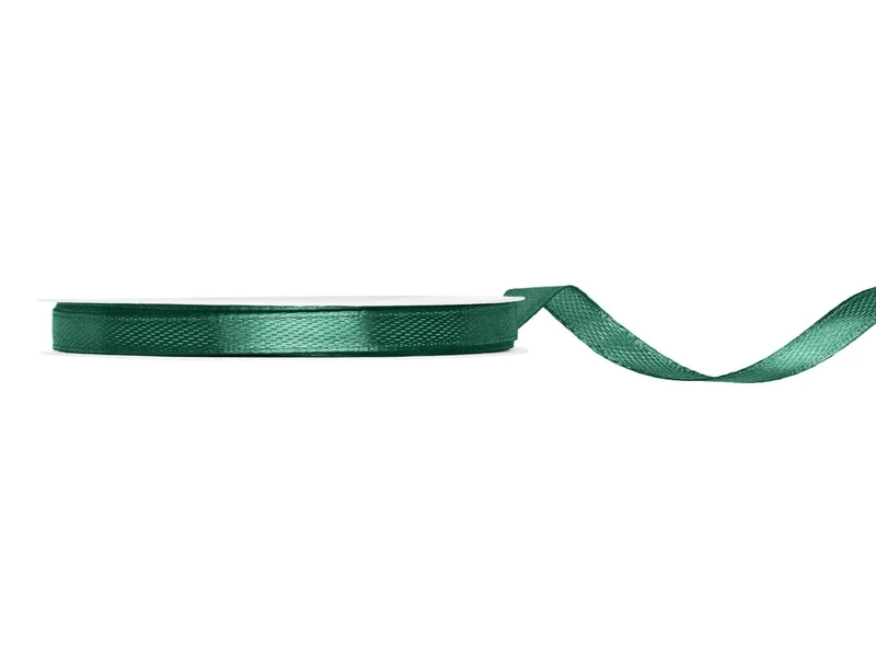Donkergroene Lint 6Mm Satijn 25m