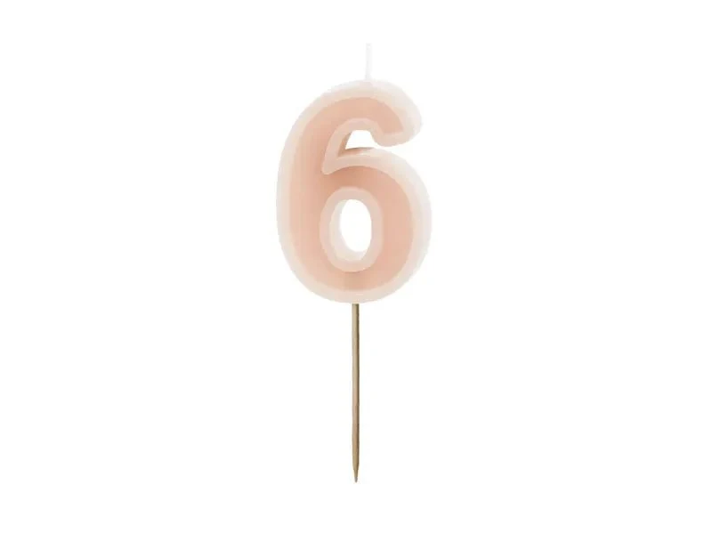 6 Jaar Kaars Lichtroze 10cm