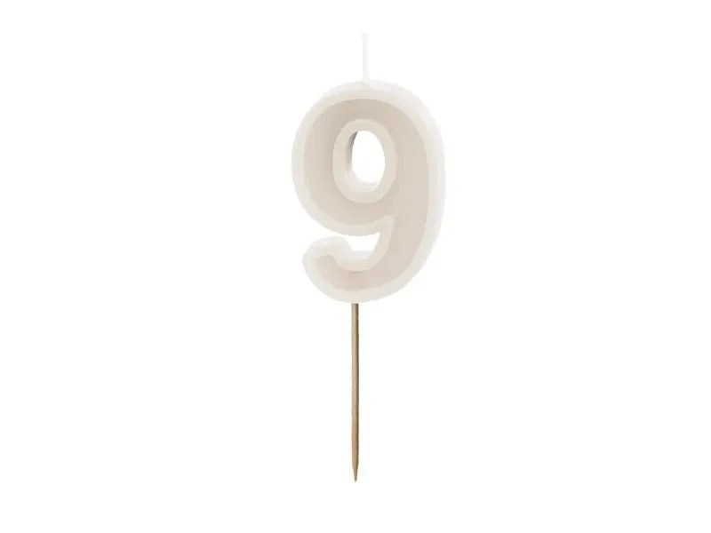 9 Jaar Kaars Beige 10cm