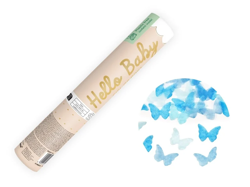 Vlinder Confetti Kanon Blauw 20cm