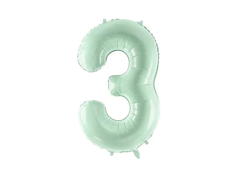 3 Jaar Cijfer Ballon Mintgroen 72cm