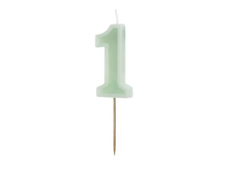 1 Jaar Kaars Mintgroen 10cm