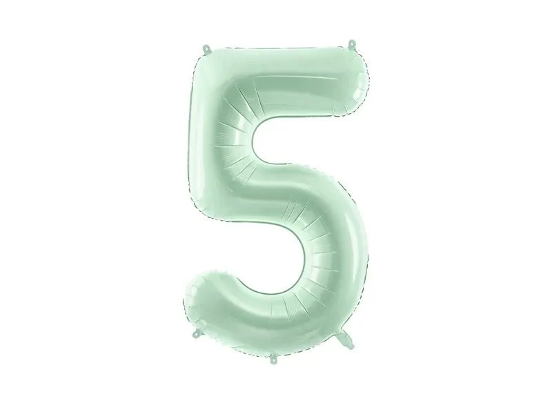 5 Jaar Cijfer Ballon Mintgroen Leeg 72cm
