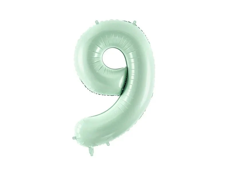 9 Jaar Cijfer Ballon Mintgroen Leeg 72cm