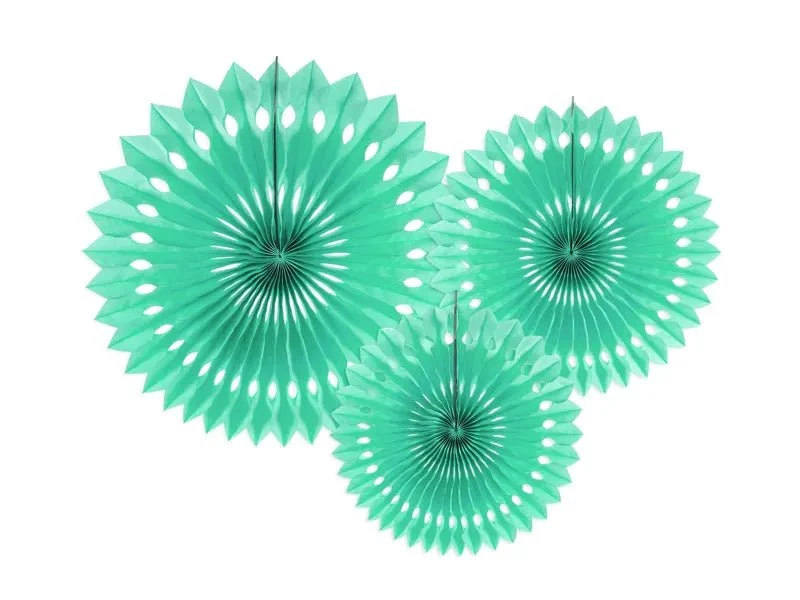 Mintgroene Papieren Waaiers 20cm 3st