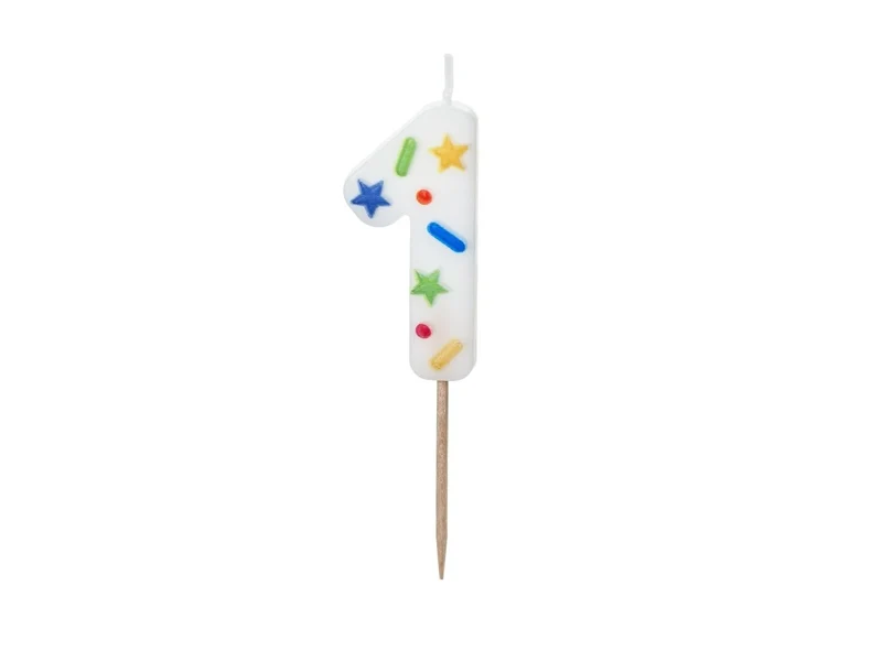 1 Jaar Kaars Gekleurd 10cm