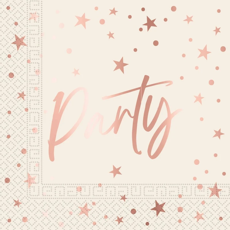 Party Servetten Rose Goud 33cm 20st
