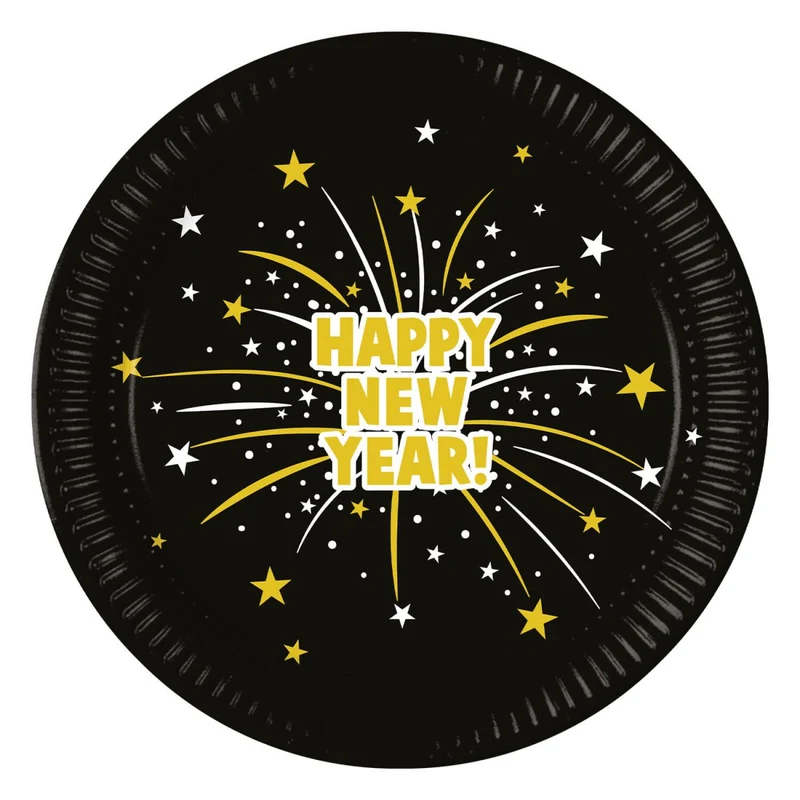 Happy New Year Borden Papier 23cm 8st
