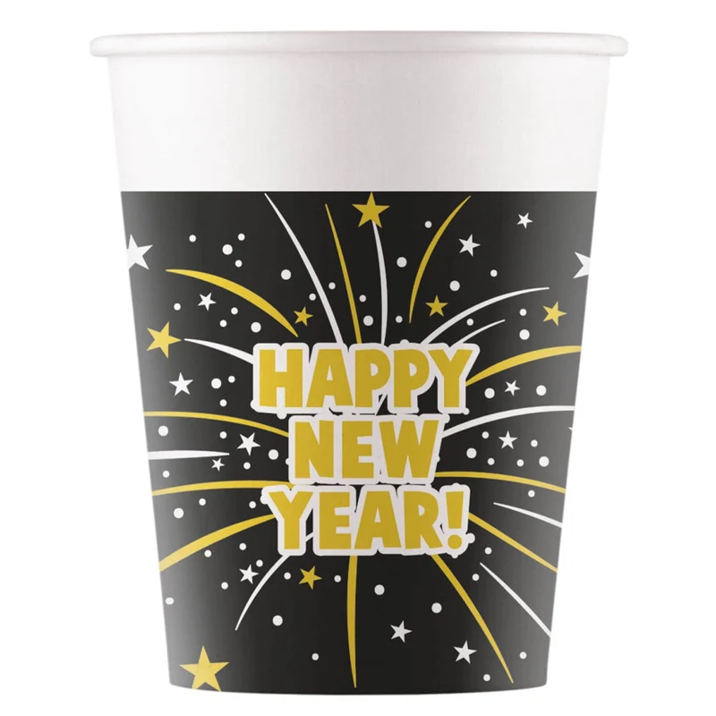 Happy New Year Bekers Papier 200ml 8st