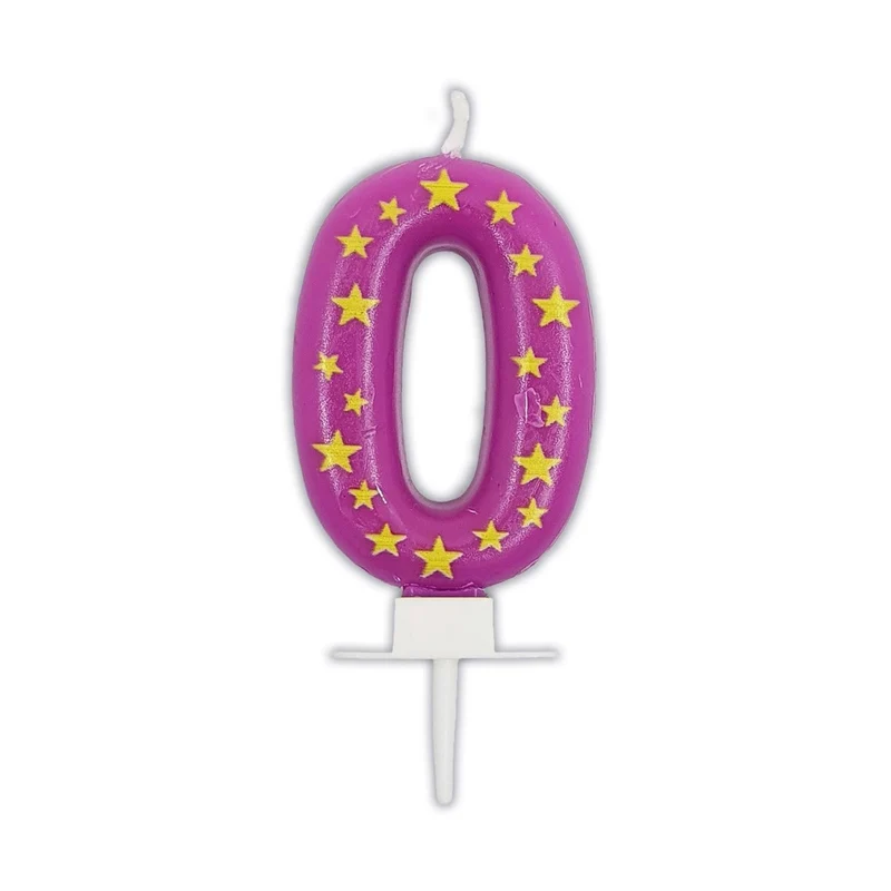 0 Jaar Kaars Roze Met Sterren