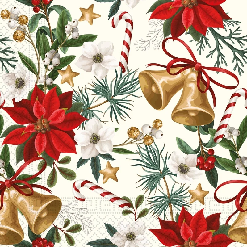Kerst Servetten Kerst Klokken 33cm 20st