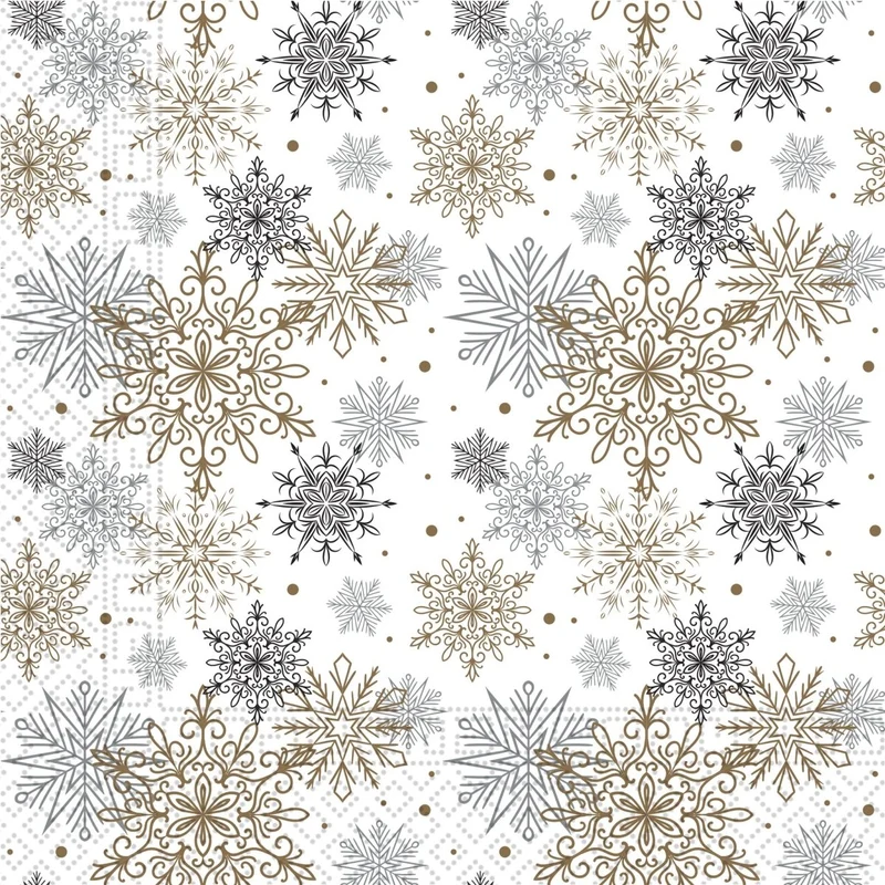 Kerst Servetten Sneeuwvlokken 33cm 20st