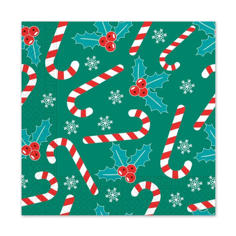 Kerst Servetten Zuurstokken 33cm 20st
