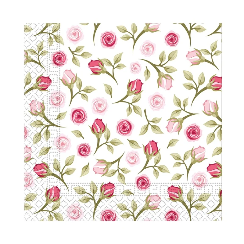 Bloemen Servetten Rozen 25cm 20st