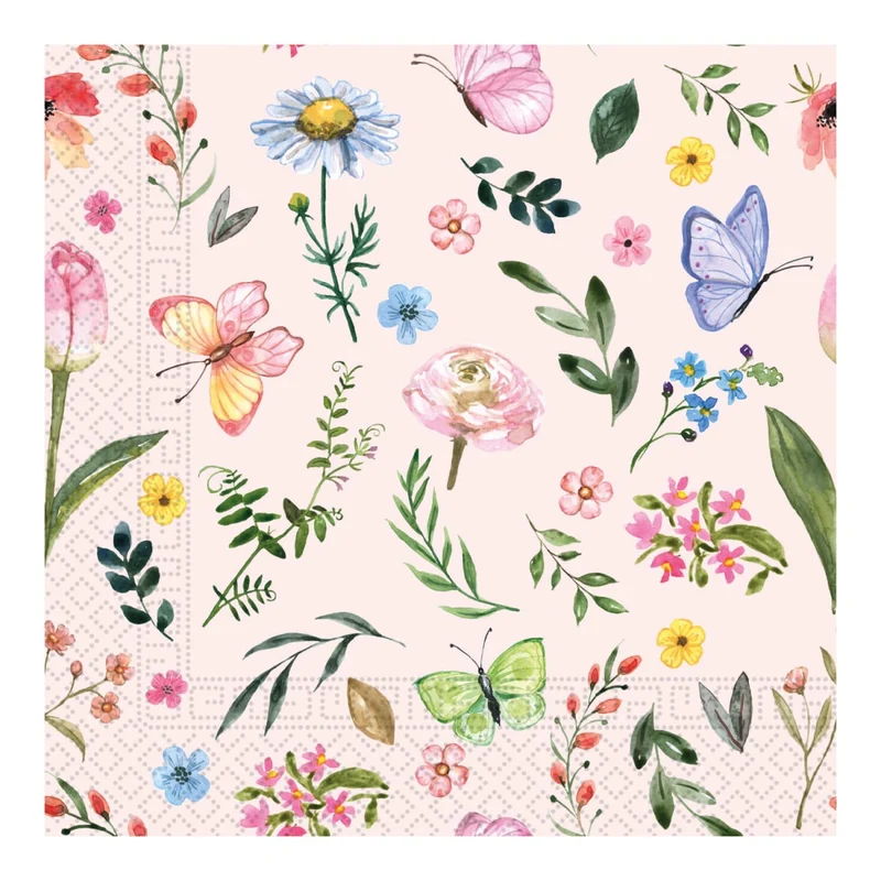 Bloemen Servetten Lichtroze 33cm 20st