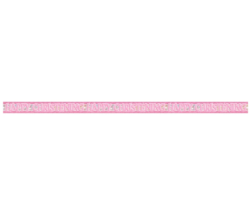 Roze Banner Happy Christening 3,65m