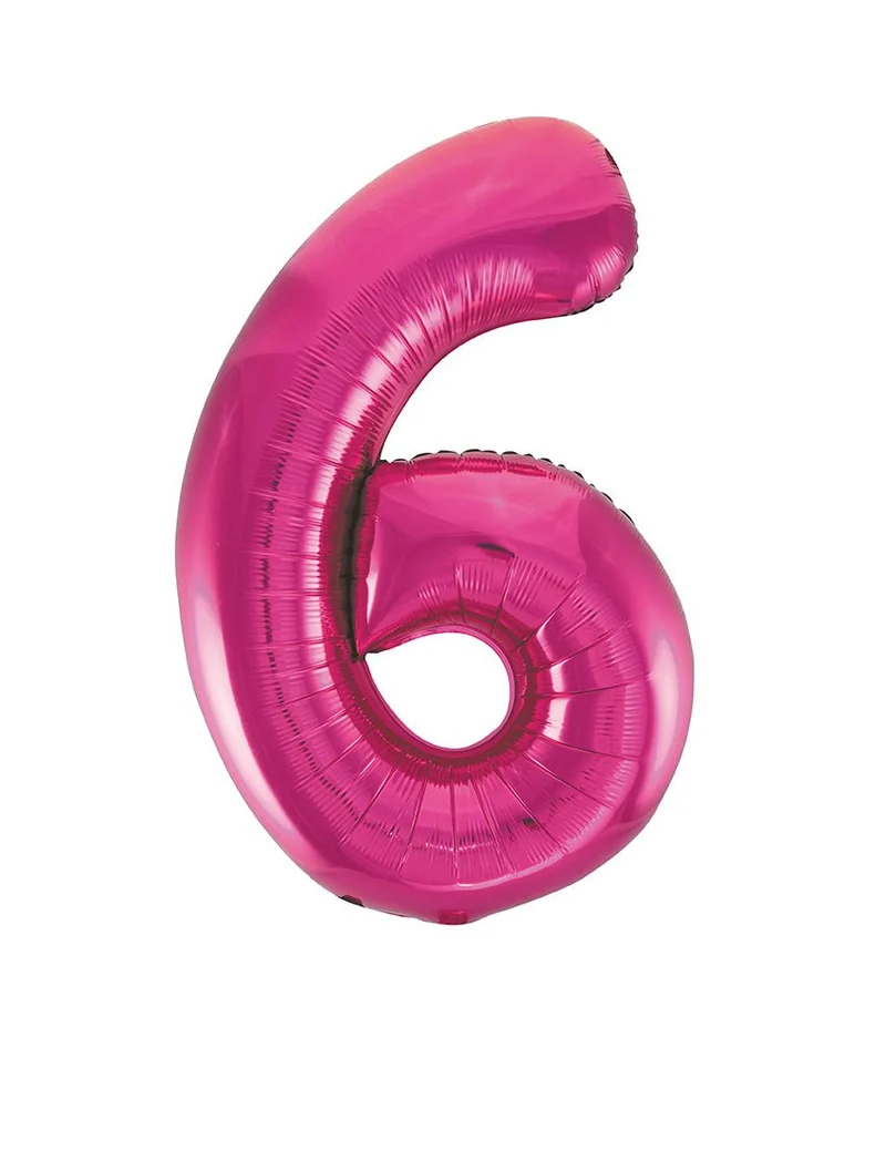 6 Jaar Cijfer Ballon Fuchsia Leeg 86cm