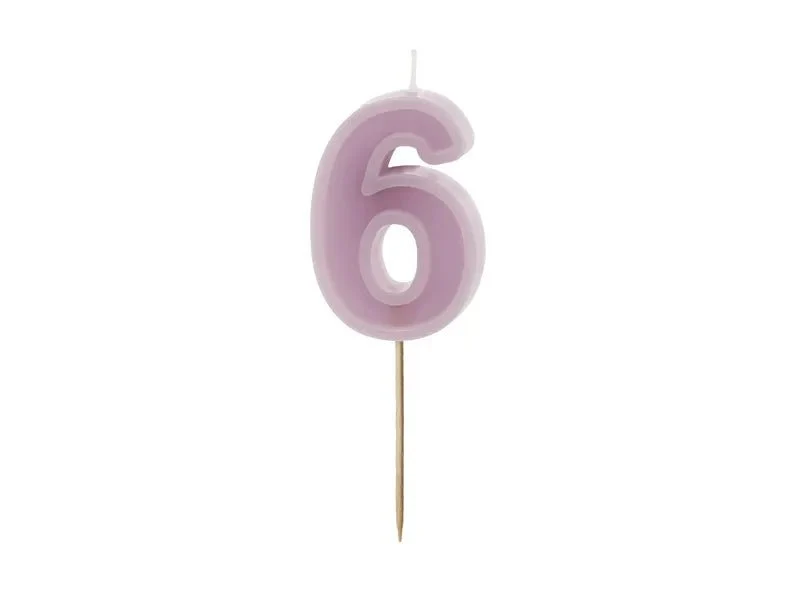 6 Jaar Kaars Paars 10cm