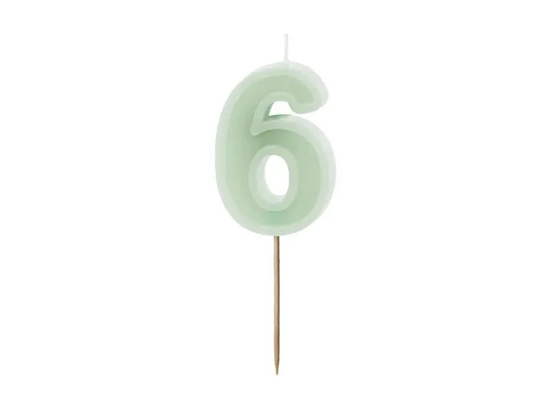6 Jaar Kaars Mintgroen 10cm